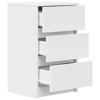 Bedside Cabinet with 3 Drawers White 39x35x65 cm
