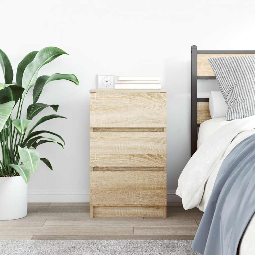 Bedside Cabinet with 3 Drawers Sonoma Oak 39x35x65 cm
