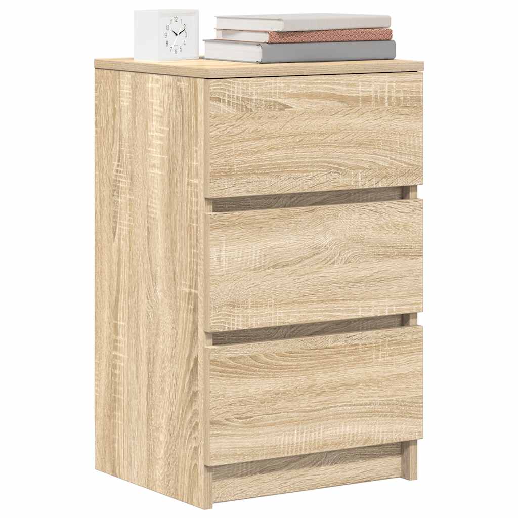 Bedside Cabinet with 3 Drawers Sonoma Oak 39x35x65 cm