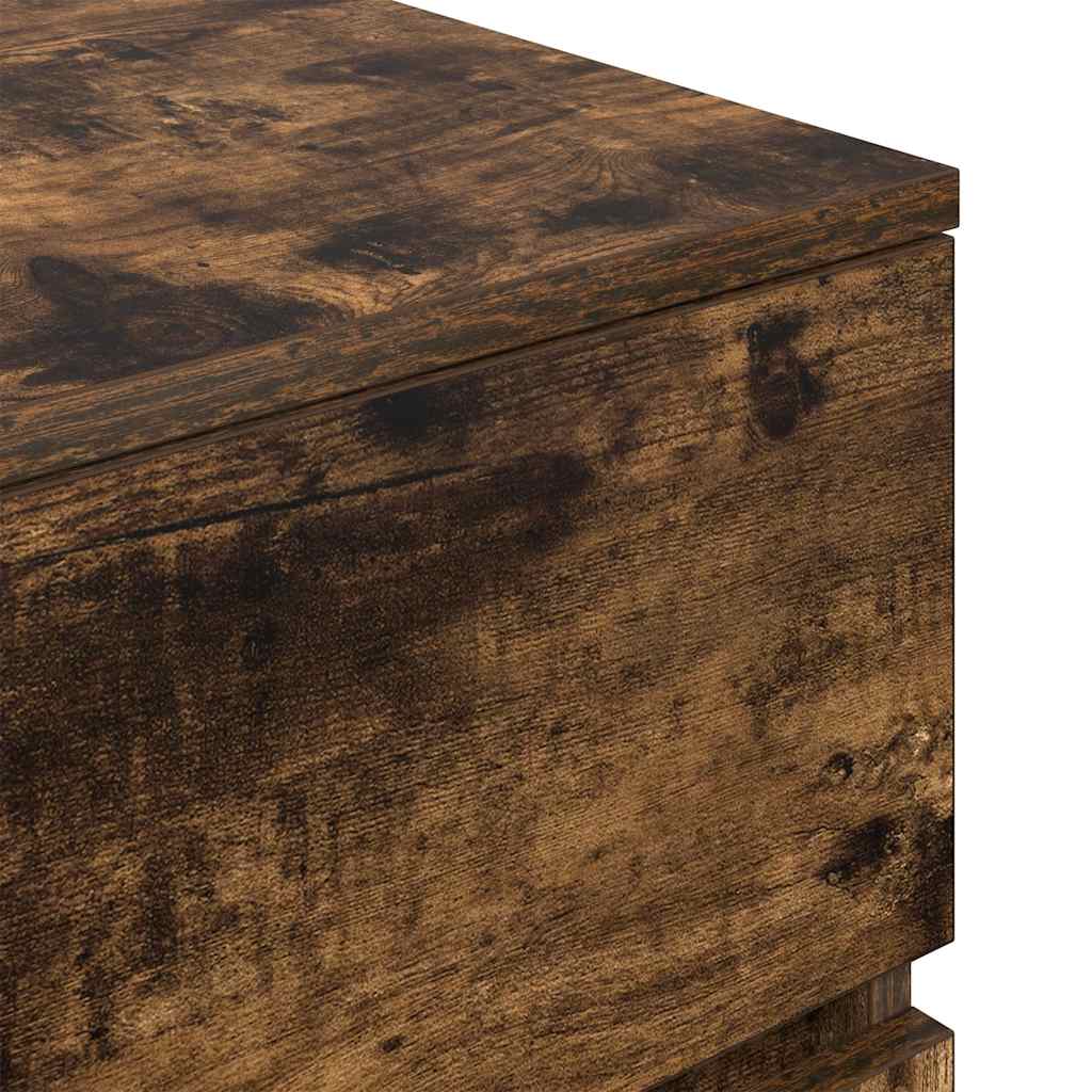 Bedside Cabinet with 3 Drawers Smoked Oak 39x35x65 cm