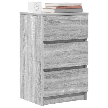 Bedside Cabinet with 3 Drawers Grey Sonoma 39x35x65 cm