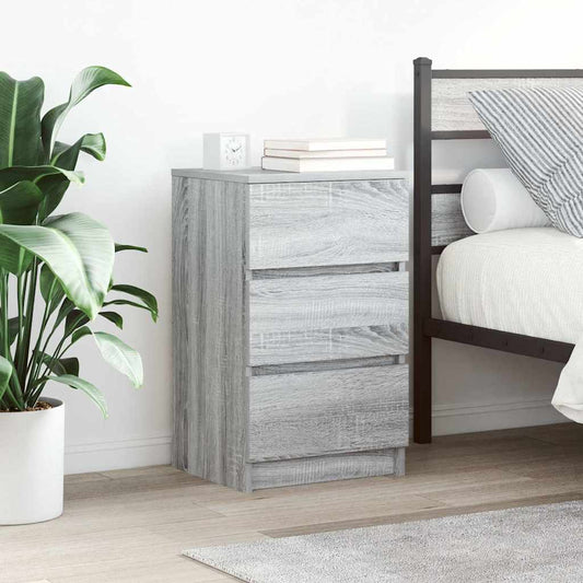 Bedside Cabinet with 3 Drawers Grey Sonoma 39x35x65 cm