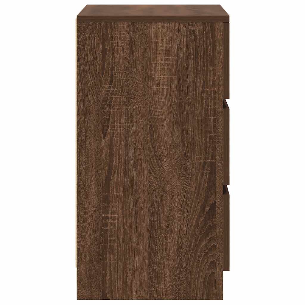 Bedside Cabinets with 3 Drawers 2 pcs Brown Oak 39x35x65 cm