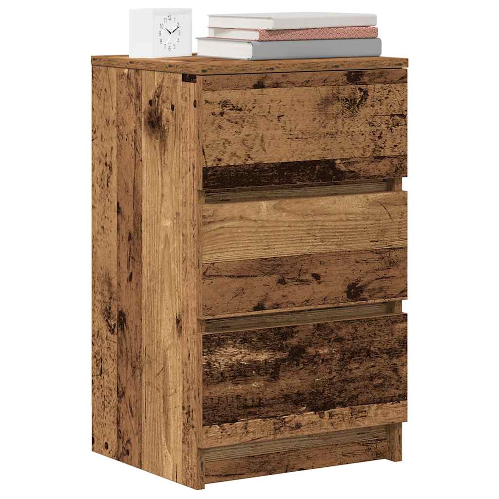 Bedside Cabinets with 3 Drawers 2 pcs Old Wood 39x35x65 cm