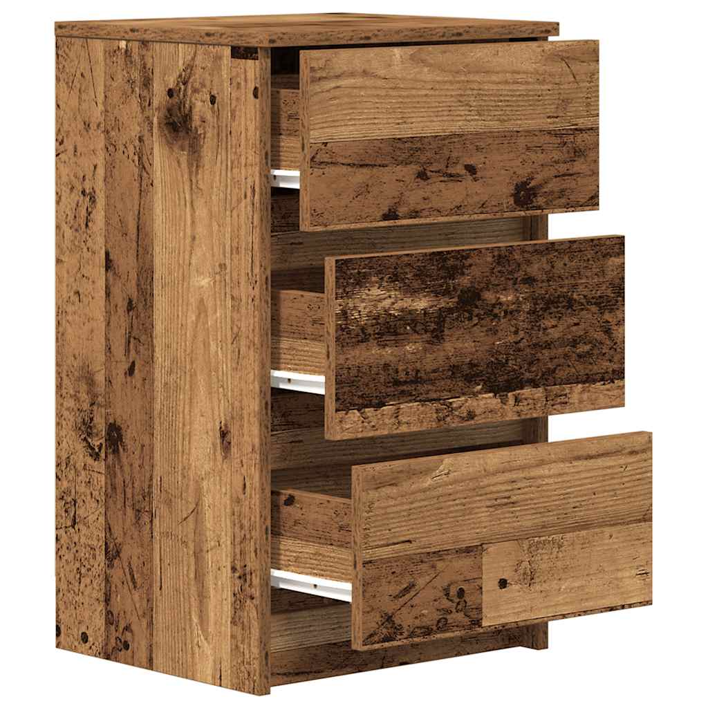 Bedside Cabinets with 3 Drawers 2 pcs Old Wood 39x35x65 cm