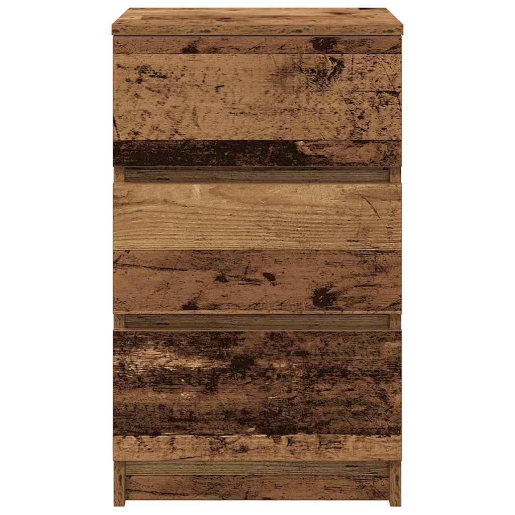 Bedside Cabinets with 3 Drawers 2 pcs Old Wood 39x35x65 cm