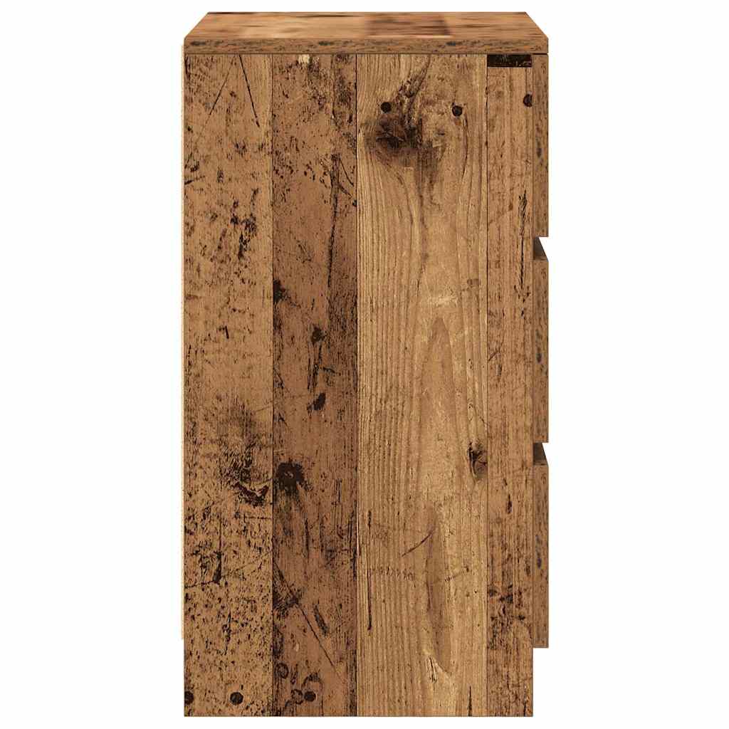 Bedside Cabinets with 3 Drawers 2 pcs Old Wood 39x35x65 cm