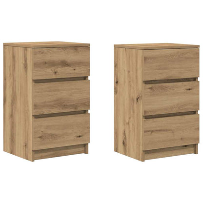 Bedside Cabinets with 3 Drawers 2 pcs Artisan Oak 39x35x65 cm