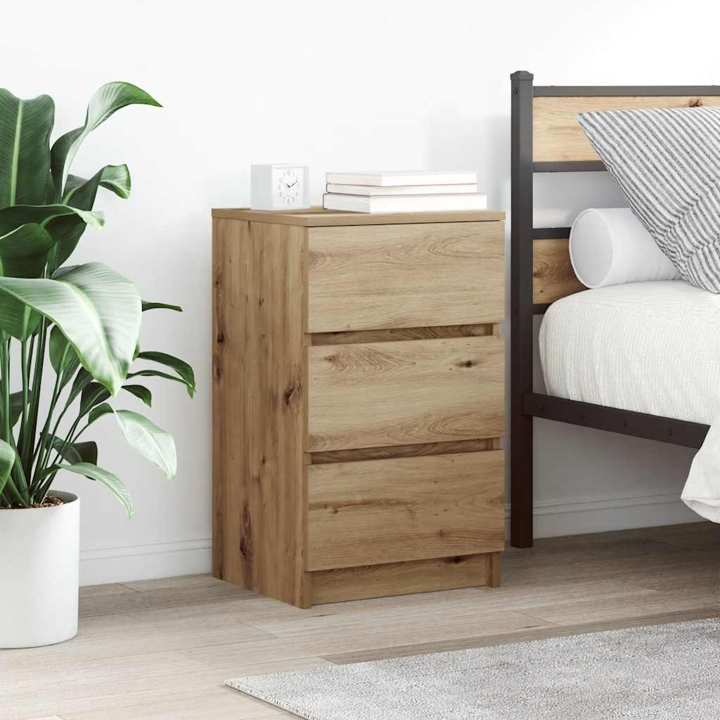 Bedside Cabinets with 3 Drawers 2 pcs Artisan Oak 39x35x65 cm