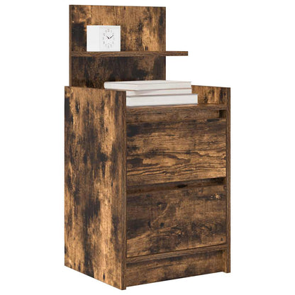 Bedside Cabinets with 2 Drawers 2 pcs Smoked Oak 38x34x80 cm