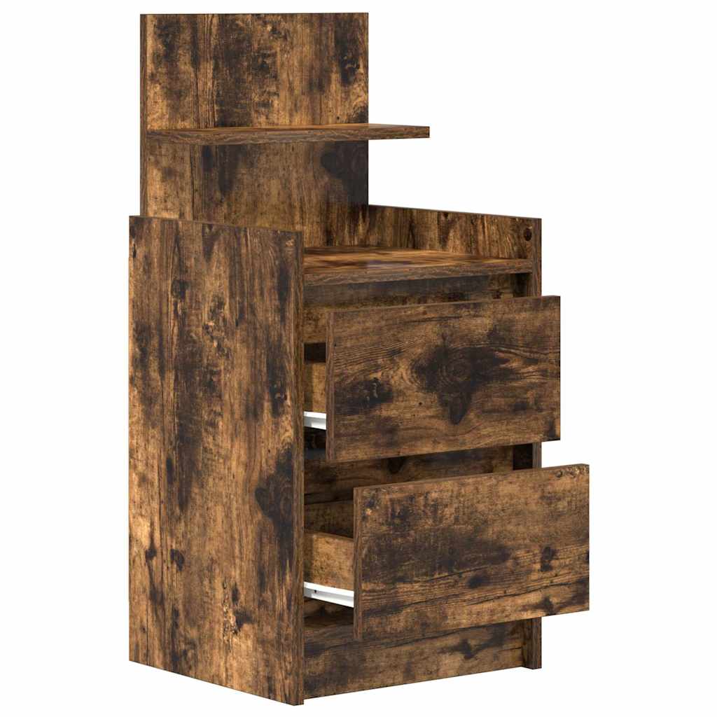 Bedside Cabinets with 2 Drawers 2 pcs Smoked Oak 38x34x80 cm