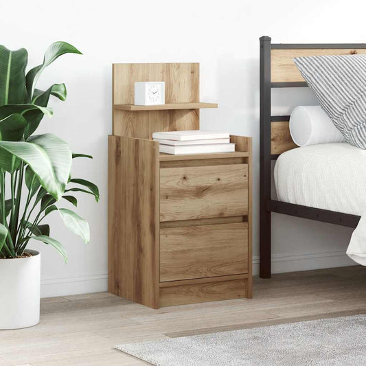 Bedside Cabinet with 2 Drawers Artisan Oak 38x34x80 cm