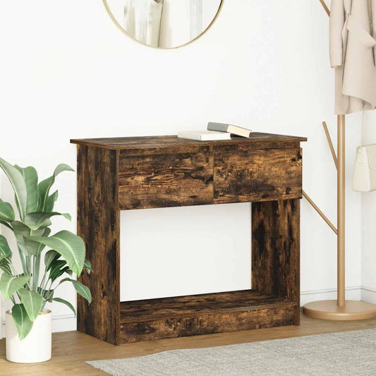 Console Table with Drawers Smoked Oak 85.5x38.5x74.5 cm