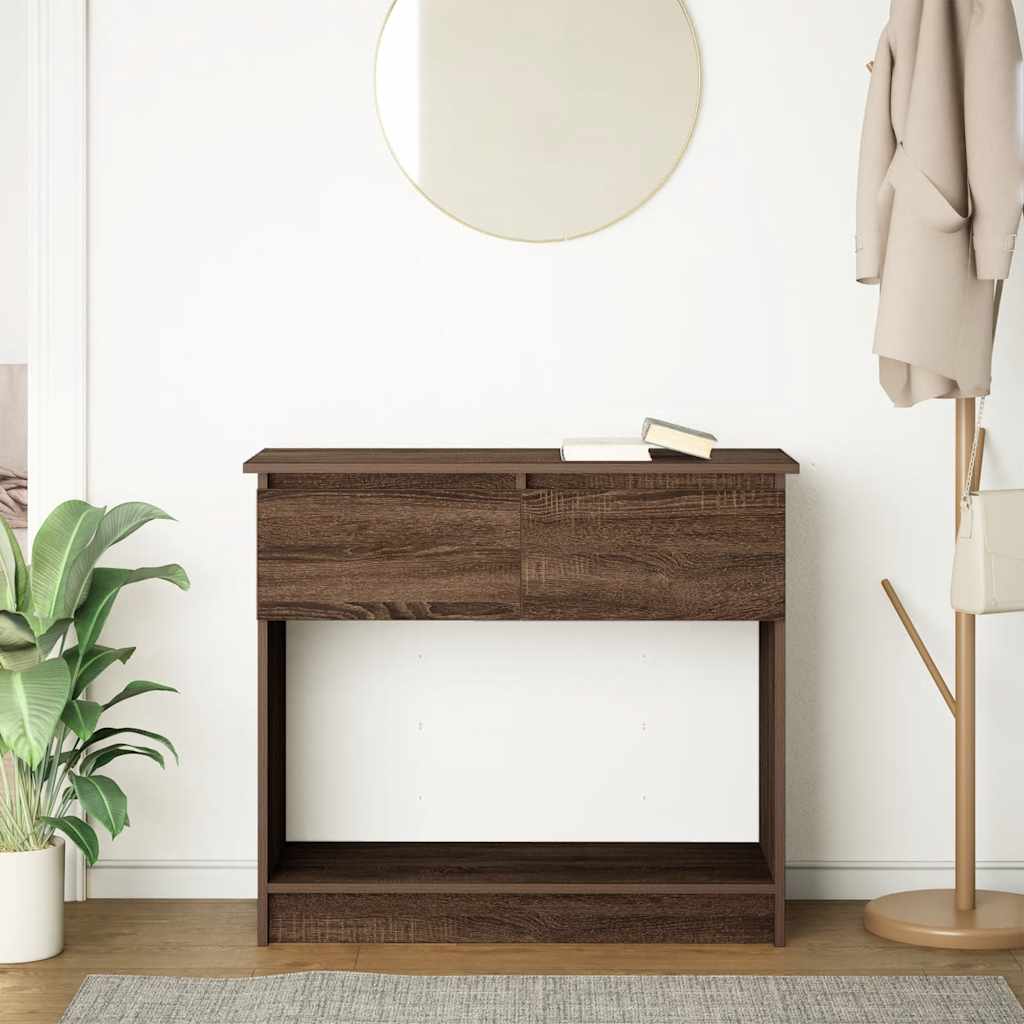 Console Table with Drawers Brown Oak 85.5x38.5x74.5 cm