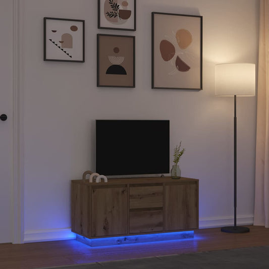 TV Cabinet with LED Lights Artisan Oak 100x41x50 cm