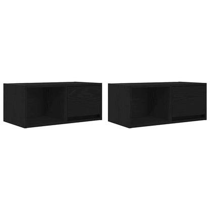 TV Cabinets 2 pcs Black Oak 60x31x25.5 cm Engineered Wood