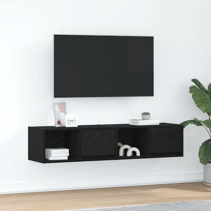 TV Cabinets 2 pcs Black Oak 60x31x25.5 cm Engineered Wood