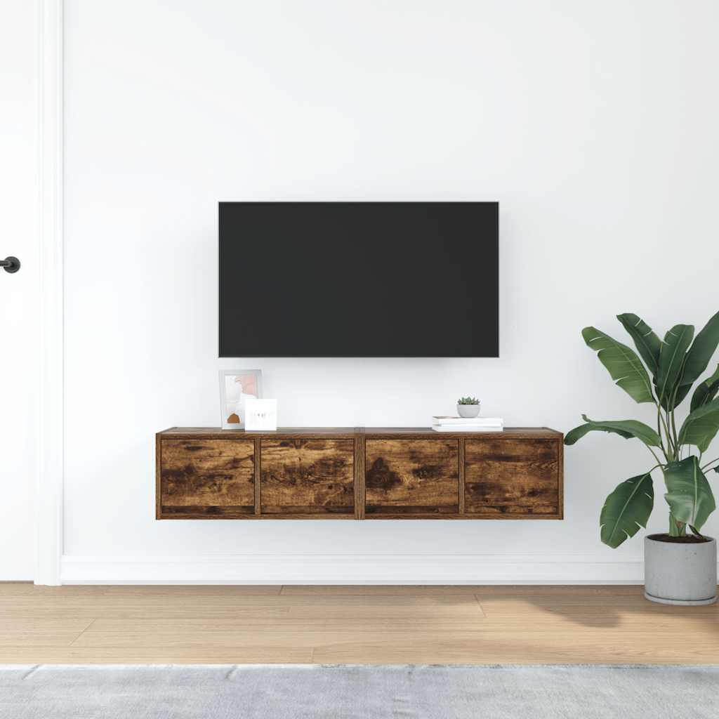 TV Cabinets 2 pcs Smoked Oak 60x31x25.5 cm Engineered Wood