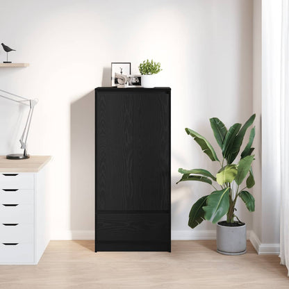Cabinet with Drawer Black Oak 55.5x34x119.5 cm Engineered Wood