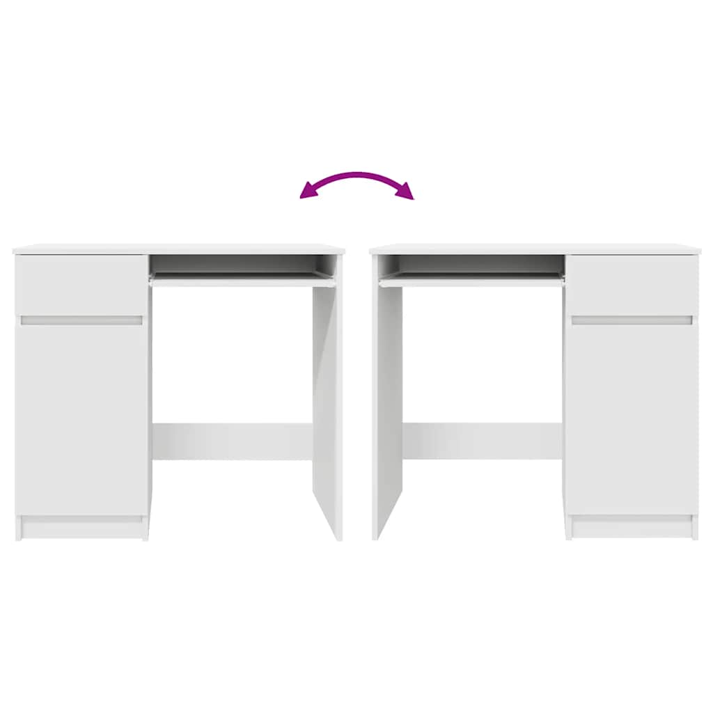 Desk White 86x49x76 cm Engineered Wood