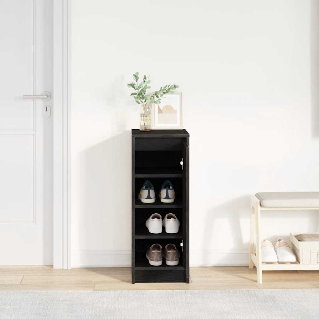 Shoe Cabinet Black Oak 29.5x34x76 cm Engineered Wood