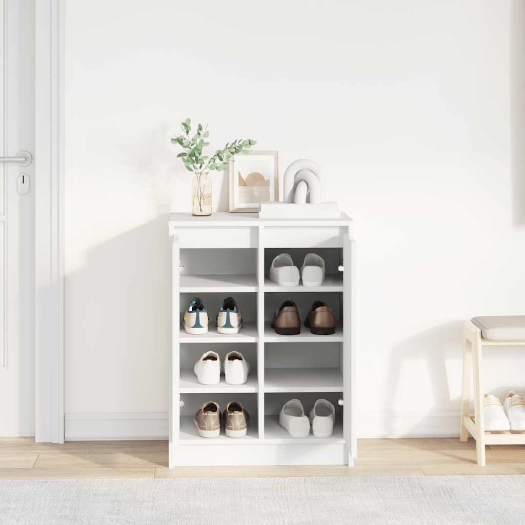 Shoe Cabinet White 57x34x76 cm Engineered Wood