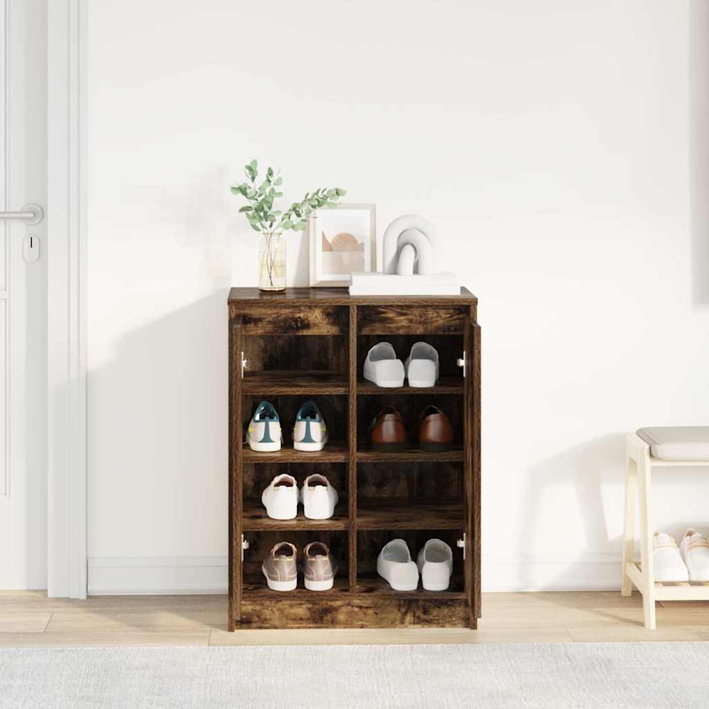 Shoe Cabinet Smoked Oak 57x34x76 cm Engineered Wood