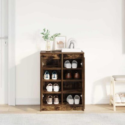 Shoe Cabinet Smoked Oak 57x34x76 cm Engineered Wood