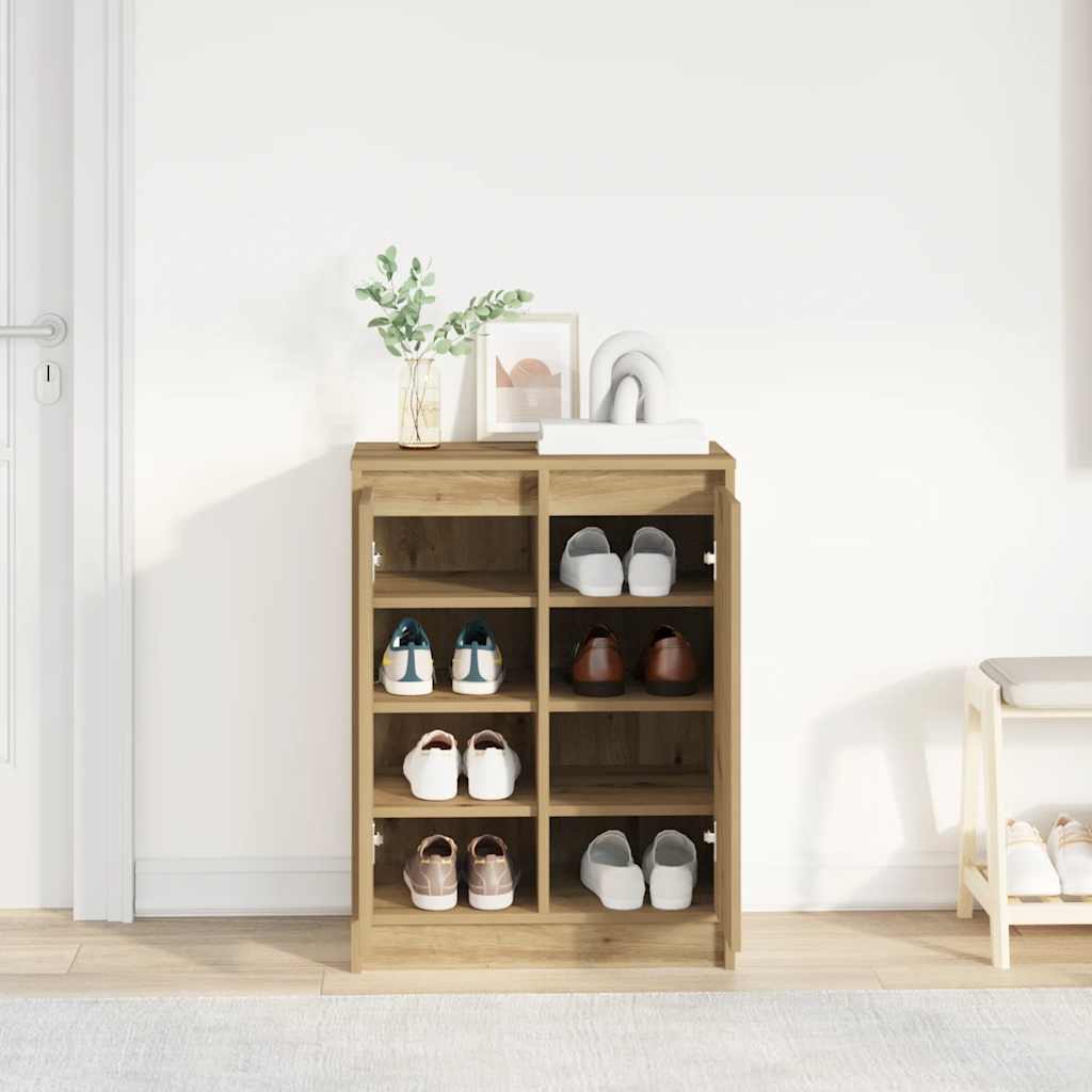 Shoe Cabinet Artisan Oak 57x34x76 cm Engineered Wood