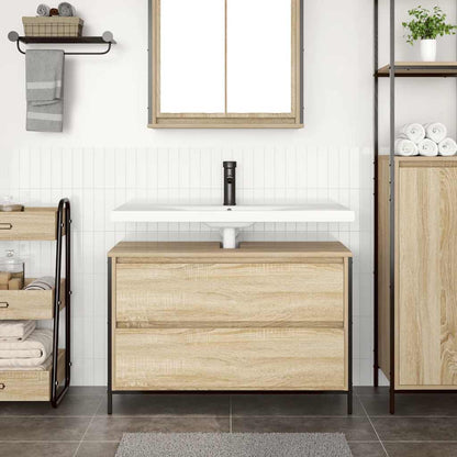 Bathroom Basin Cabinet with Drawers Sonoma Oak 90x34.5x60 cm