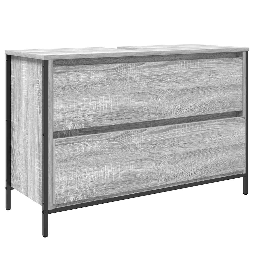 Bathroom Basin Cabinet with Drawers Grey Sonoma 90x34.5x60 cm