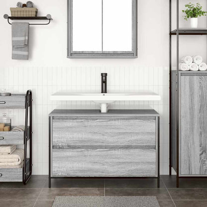 Bathroom Basin Cabinet with Drawers Grey Sonoma 90x34.5x60 cm