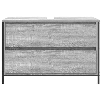 Bathroom Basin Cabinet with Drawers Grey Sonoma 90x34.5x60 cm