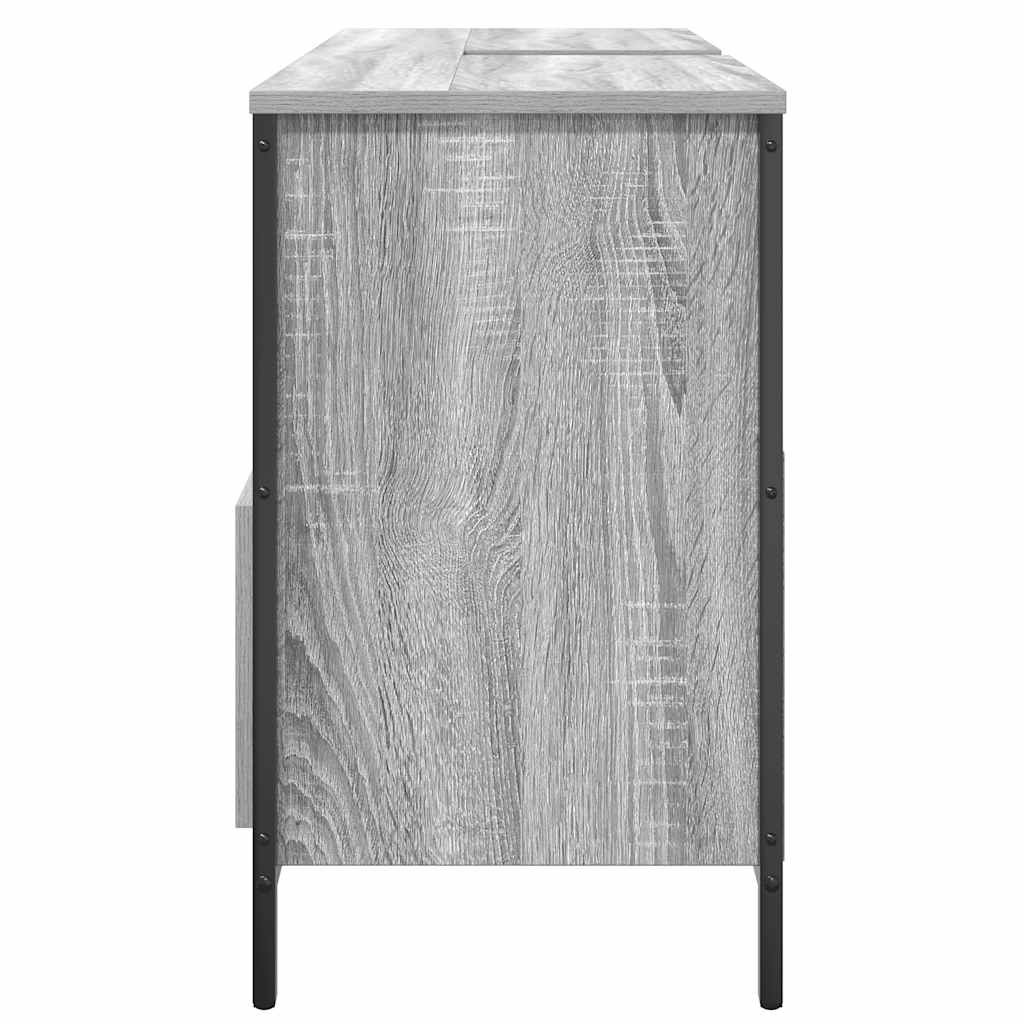 Bathroom Basin Cabinet with Drawers Grey Sonoma 90x34.5x60 cm