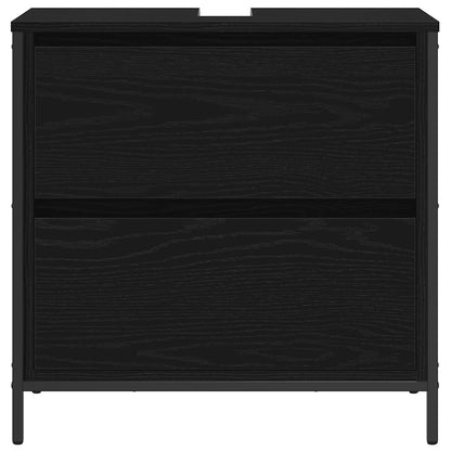 Bathroom Basin Cabinet with Drawers Black Oak 60x34.5x60 cm