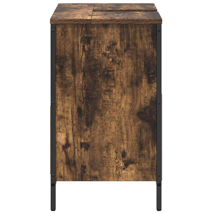 Bathroom Basin Cabinet with Drawers Smoked Oak 60x34.5x60 cm