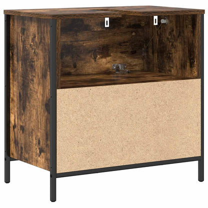 Bathroom Basin Cabinet with Drawers Smoked Oak 60x34.5x60 cm