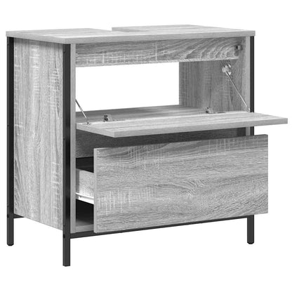 Bathroom Basin Cabinet with Drawers Grey Sonoma 60x34.5x60 cm