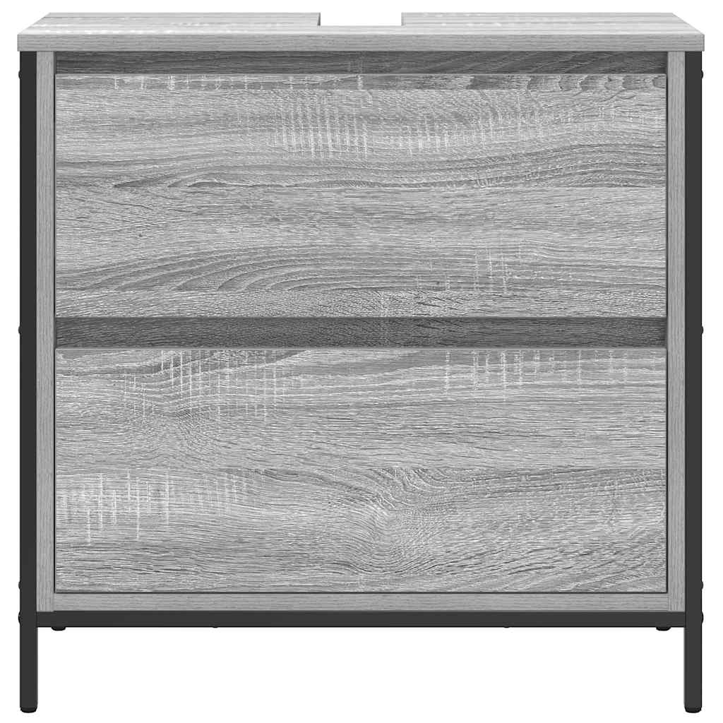 Bathroom Basin Cabinet with Drawers Grey Sonoma 60x34.5x60 cm