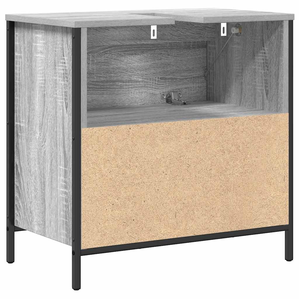 Bathroom Basin Cabinet with Drawers Grey Sonoma 60x34.5x60 cm
