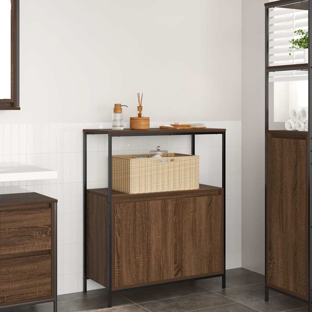 Bathroom Cabinet with Shelves Brown Oak 76.5x35x95 cm