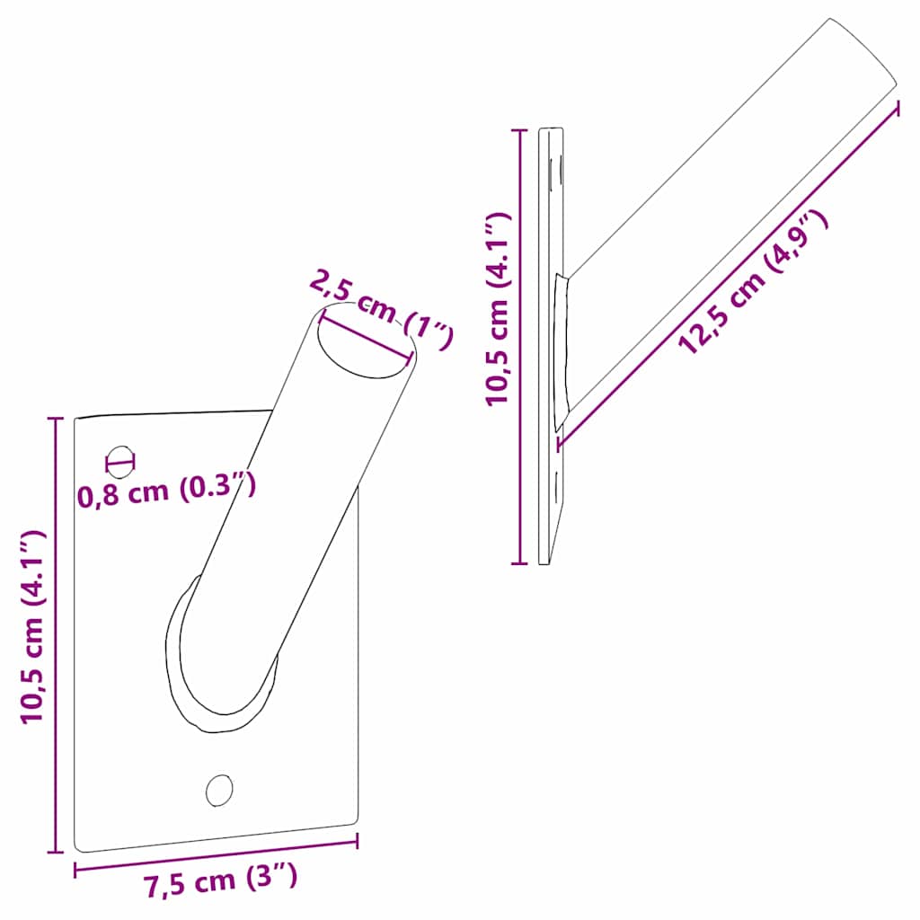 Flag Pole Holder Black 10.5 x 7.5 cm Steel