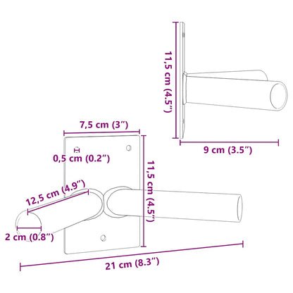 Flag Pole Holder Silver 11.5 x 7.5 cm Steel