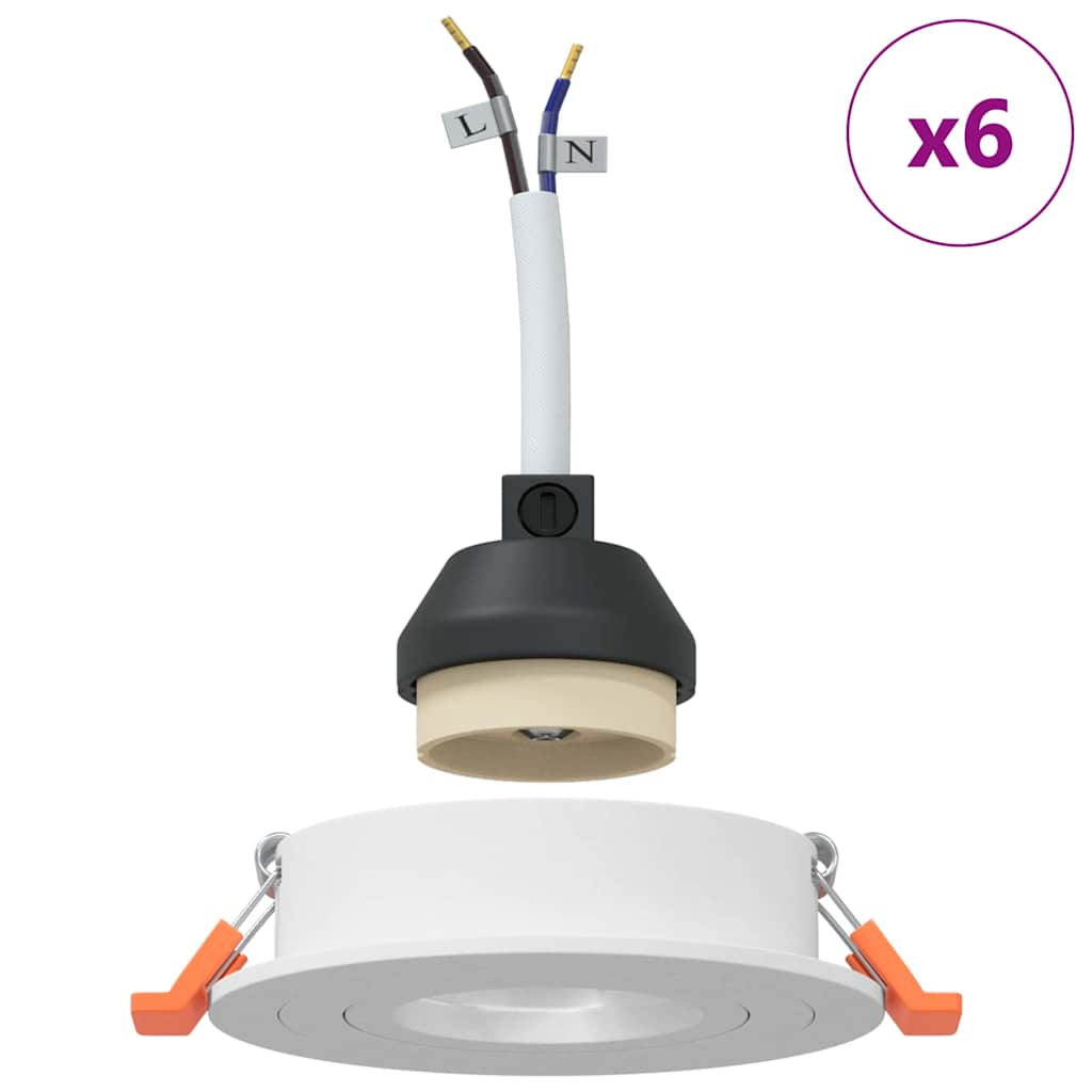 Spotlights with Spotlights 6 pcs White 9 x 9 x cm Aluminium