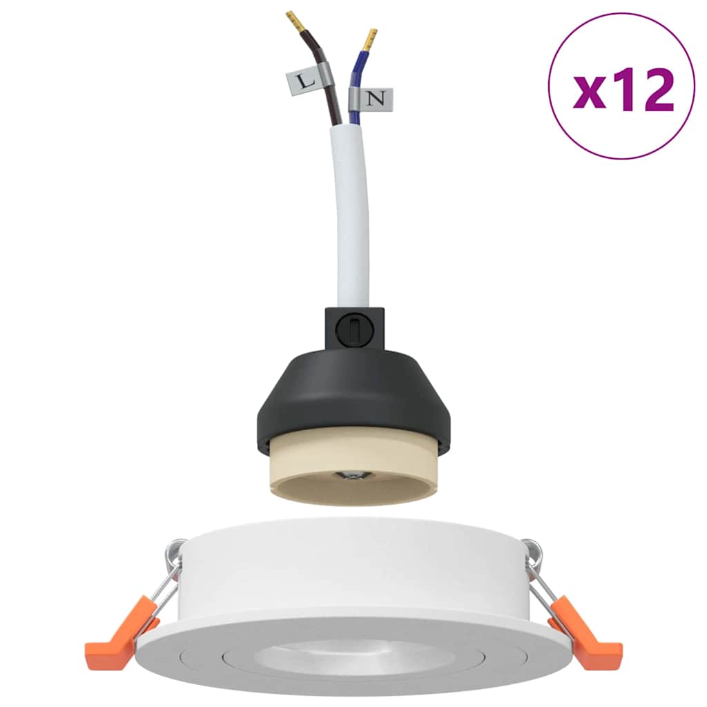 Spotlights with Spotlights 12 pcs White 9 x 9 x cm Aluminium