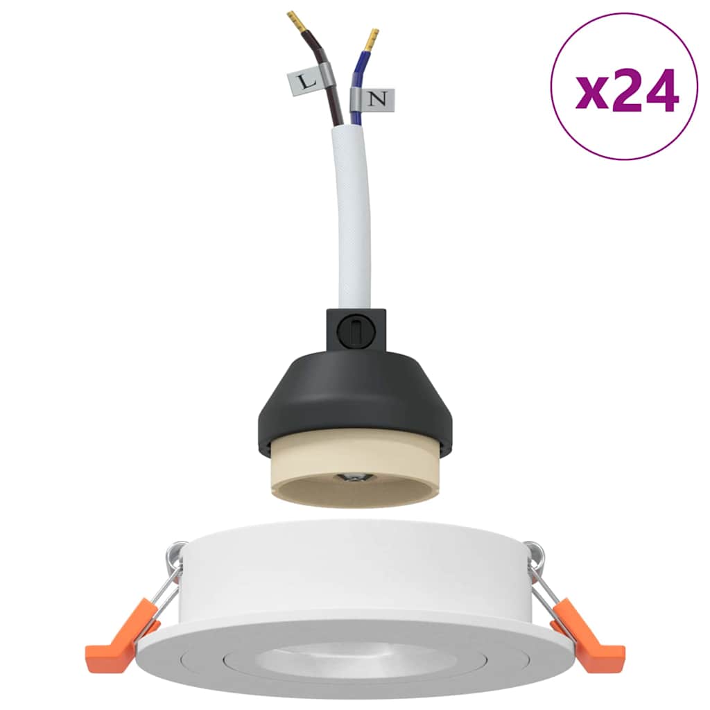 Spotlights with Spotlights 24 pcs White 9 x 9 x cm Aluminium