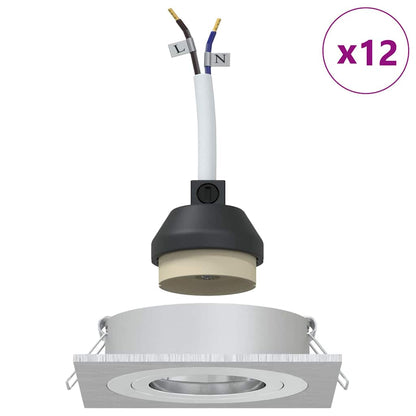Spotlights with Spotlights 12 pcs Silver 9 x 9 x cm Aluminium