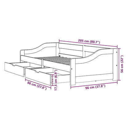 Day Bed with 2 Drawers without Mattress IRUN White&Pink 90x200 cm