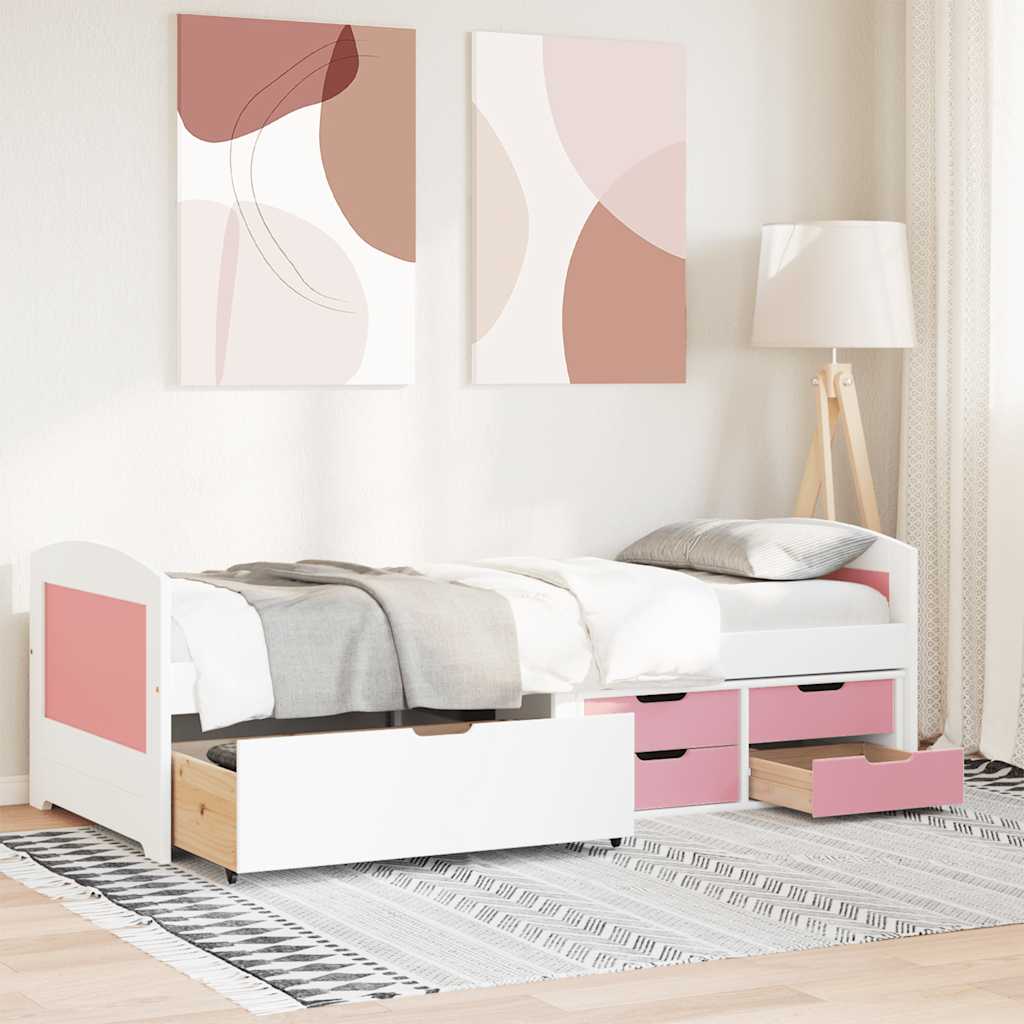 Day Bed with 5 Drawers without Mattress IRUN White&Pink 90x200 cm