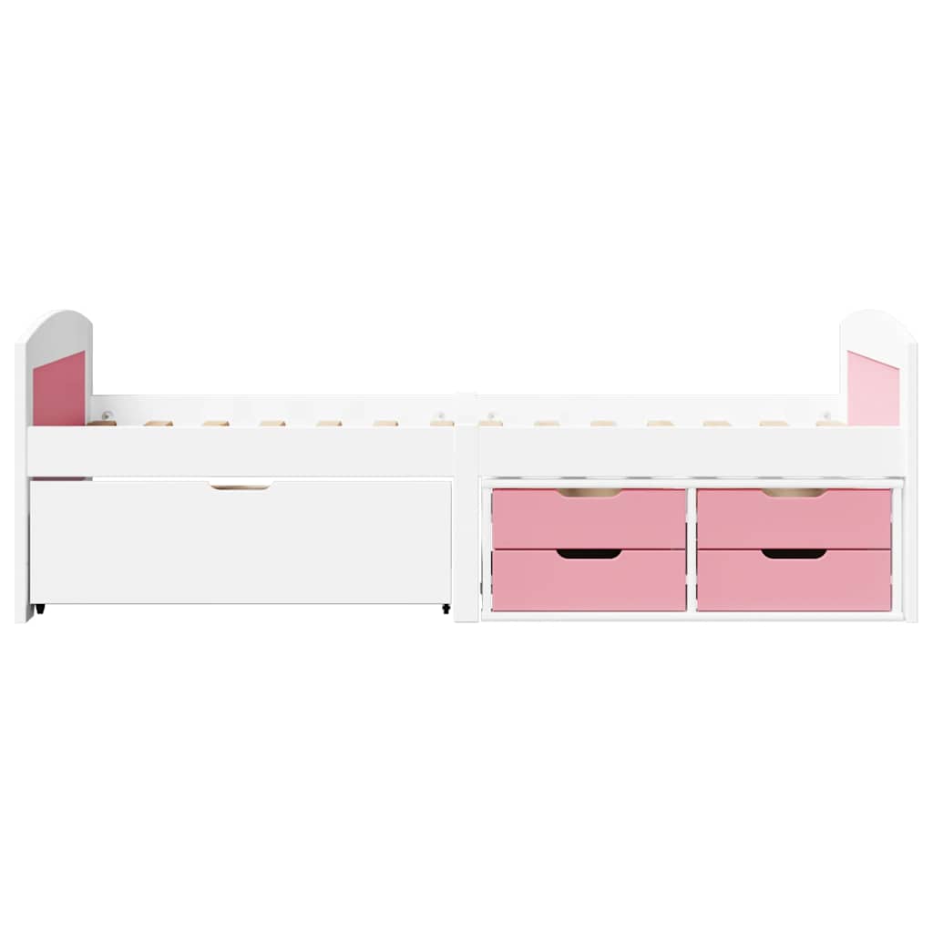 Day Bed with 5 Drawers without Mattress IRUN White&Pink 90x200 cm